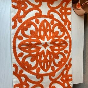 Orange and White Decorative Pillow Cover